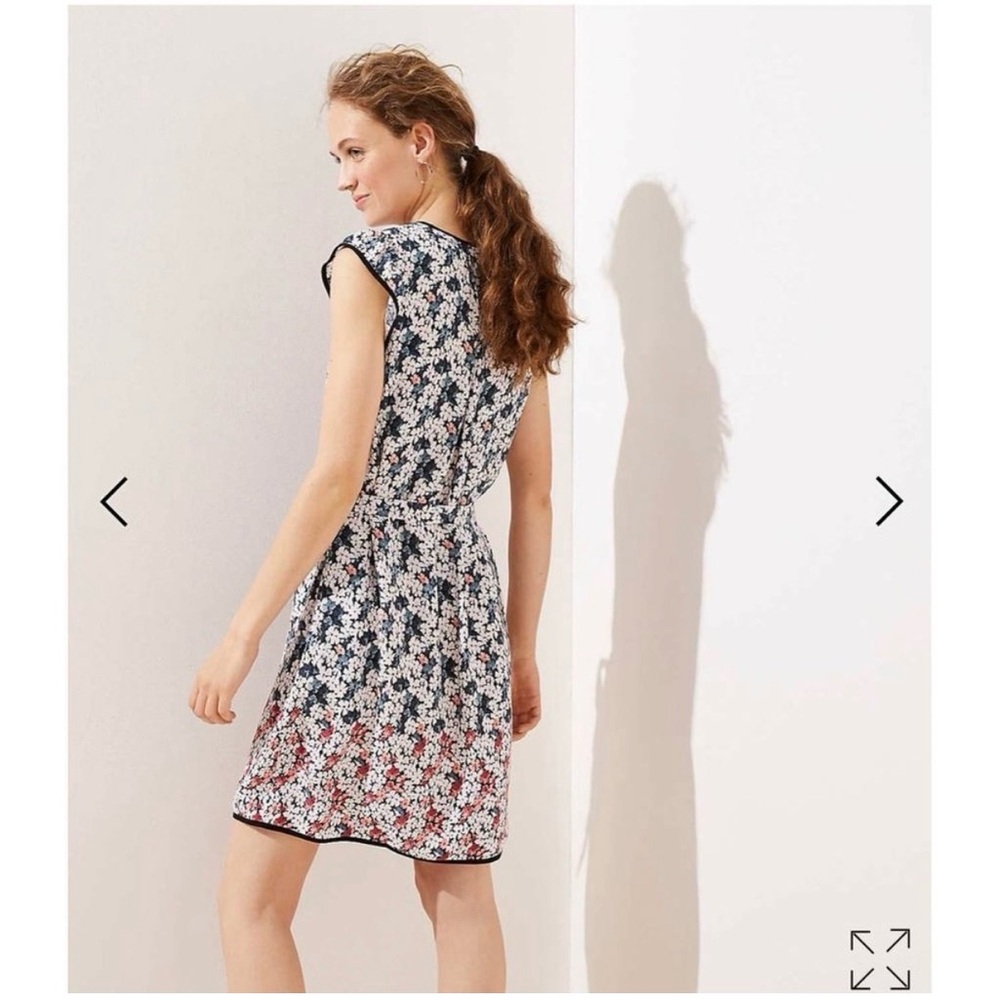 LOFT | Belted waist floral print mini dress sleeveless Size MP